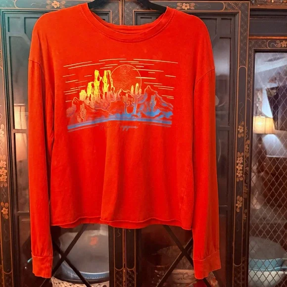 Rebels Fiery Orange Rodeo Trippin Cactus Graphic Long Sleeve Tee - Picture 3 of 6